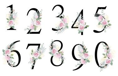 Çiçek alfabesi. Düğün davetiyeleri, tebrik kartları, doğum günü, logo, poster diğer fikirler. Vektör illüstrasyonu.