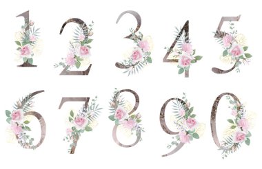 Çiçek alfabesi. Düğün davetiyeleri, tebrik kartları, doğum günü, logo, poster diğer fikirler. Vektör illüstrasyonu.