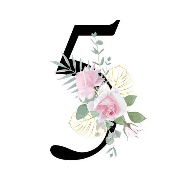 Floral Alphabet Wedding Invitations Greeting Card Birthday Logo Poster Other — Vettoriale Stock