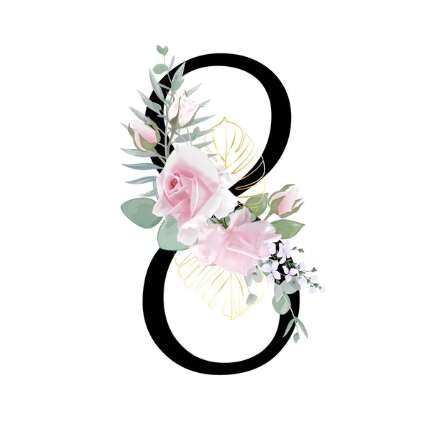 Floral Alphabet Wedding Invitations Greeting Card Birthday Logo Poster Other — Archivo Imágenes Vectoriales