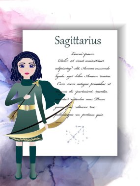 Zodiac horoscope. Astrological card signs in chibi style. Vector illustration.