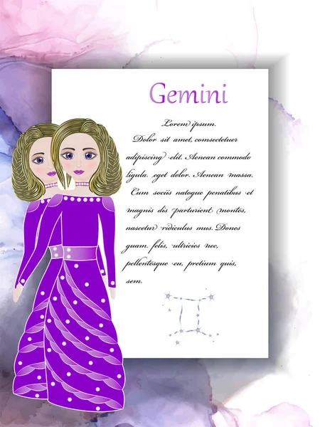 Zodiac Horoscope Astrological Card Signs Chibi Style Vector Illustration — Stock Vector