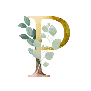 Çiçek alfabesi. Düğün davetiyeleri, tebrik kartları, doğum günü, logo, poster diğer fikirler. Vektör illüstrasyonu.