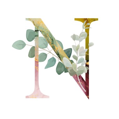 Çiçek alfabesi. Düğün davetiyeleri, tebrik kartları, doğum günü, logo, poster diğer fikirler. Vektör illüstrasyonu.