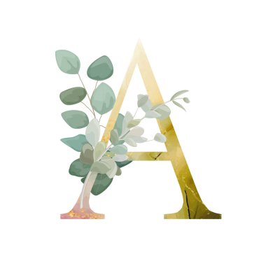 Çiçek alfabesi. Düğün davetiyeleri, tebrik kartları, doğum günü, logo, poster diğer fikirler. Vektör illüstrasyonu.