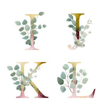 Floral Alphabet.  Wedding invitations, greeting card, birthday, logo, poster other ideas. Vector illustration.