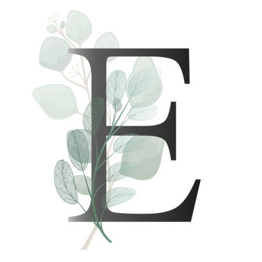 Çiçek alfabesi. Düğün davetiyeleri, tebrik kartları, doğum günü, logo, poster diğer fikirler. Vektör illüstrasyonu.