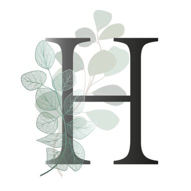 Çiçek alfabesi. Düğün davetiyeleri, tebrik kartları, doğum günü, logo, poster diğer fikirler. Vektör illüstrasyonu.