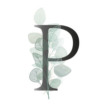 Çiçek alfabesi. Düğün davetiyeleri, tebrik kartları, doğum günü, logo, poster diğer fikirler. Vektör illüstrasyonu.