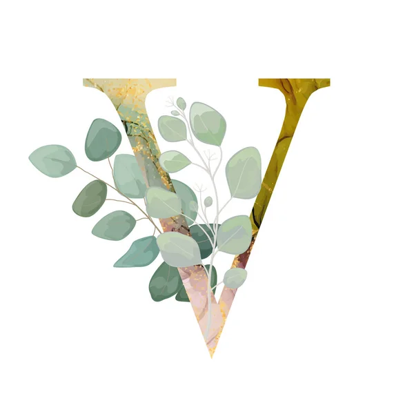 Floral Alphabet Wedding Invitations Greeting Card Birthday Logo Poster Other — Stockový vektor