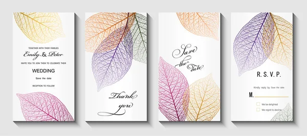 Set Vector Autumn Leaves Hand Drawn Design Elements — Vetor de Stock