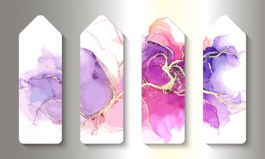 El çizimleri olan soyut suluboya kartlar. vektör illüstrasyonu