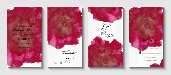 Set Watercolor Cards Abstract Flowers Vector Illustration — Stockvektor