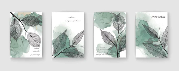 Set Vector Brochure Design Leaves Flowers — Stock Vector