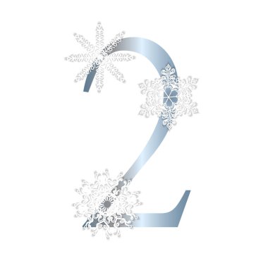 Alfabe kış tarzı. Kar taneli mektup. Vektör illüstrasyonu.