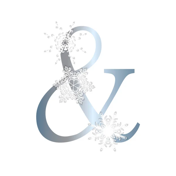 Alphabet Winter Style Letter Snowflakes Vector Illustration — Stockvektor