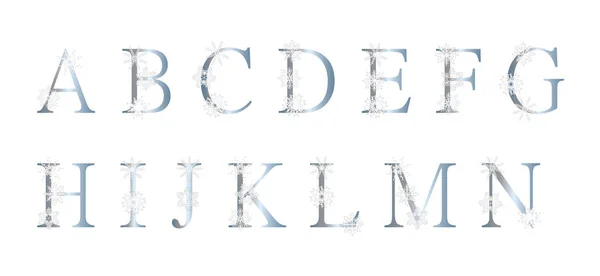 Alphabet Winter Style Letter Snowflakes Vector Illustration — 图库矢量图片