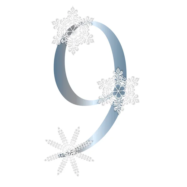 Alphabet Winter Style Letter Snowflakes Vector Illustration — стоковый вектор