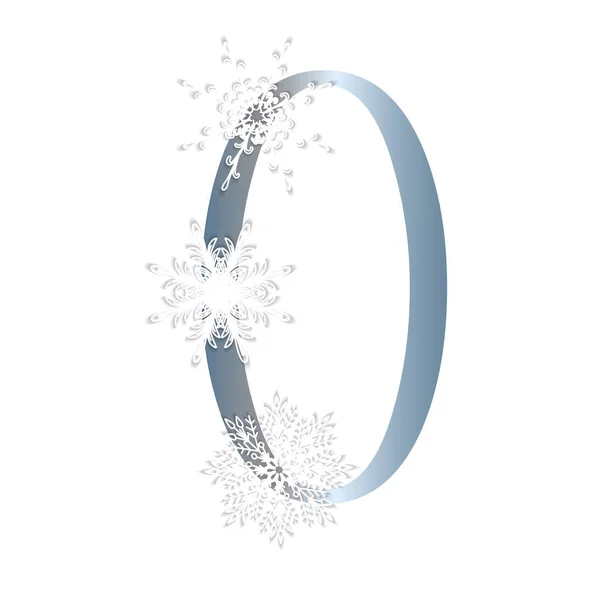 Alphabet Winter Style Letter Snowflakes Vector Illustration — Stockvektor