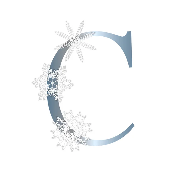 Alphabet Winter Style Letter Snowflakes Vector Illustration — Wektor stockowy