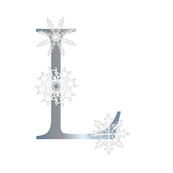 Alphabet Winter Style Letter Snowflakes Vector Illustration — Stock vektor