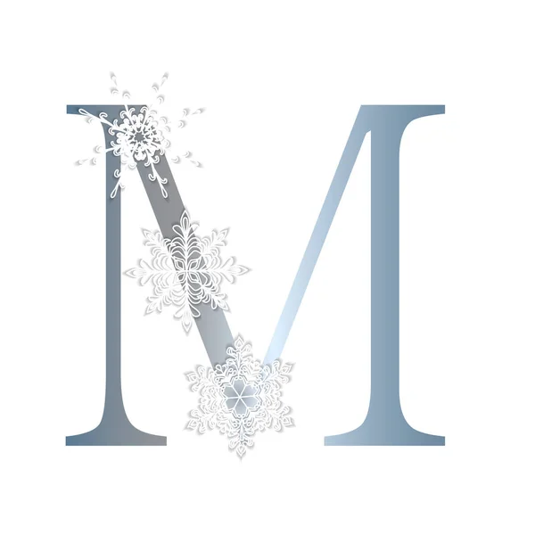 Alphabet Winter Style Letter Snowflakes Vector Illustration — Image vectorielle