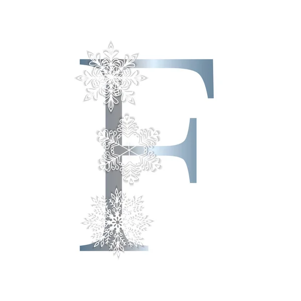Alphabet Winter Style Letter Snowflakes Vector Illustration — ストックベクタ