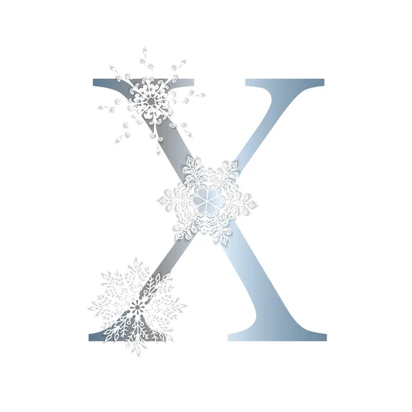 Alphabet Winter Style Letter Snowflakes Vector Illustration — Vetor de Stock