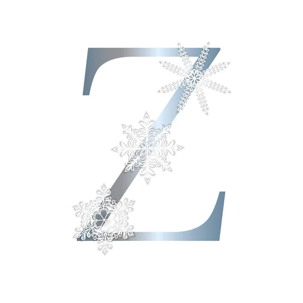 Alphabet Winter Style Letter Snowflakes Vector Illustration — Stock vektor