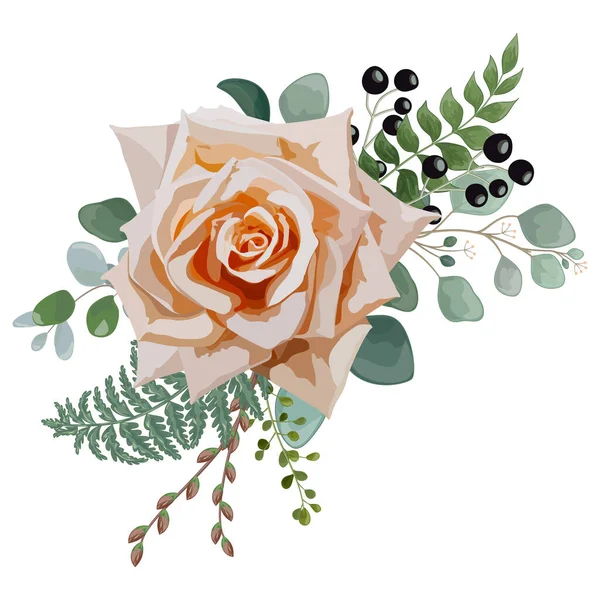 Beautiful Floral Pattern Roses Leaves Vector Illustration — Stok Vektör