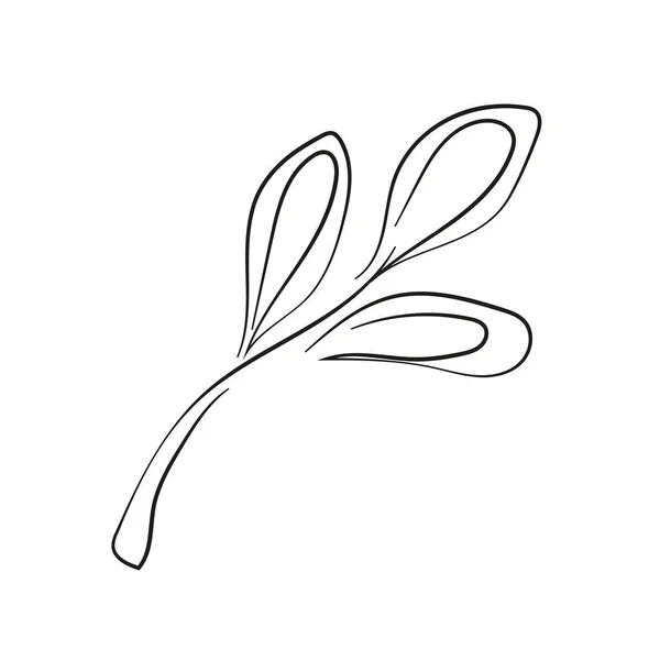 Vector Illustration Black White Hand Drawn Doodle Leaf — Image vectorielle