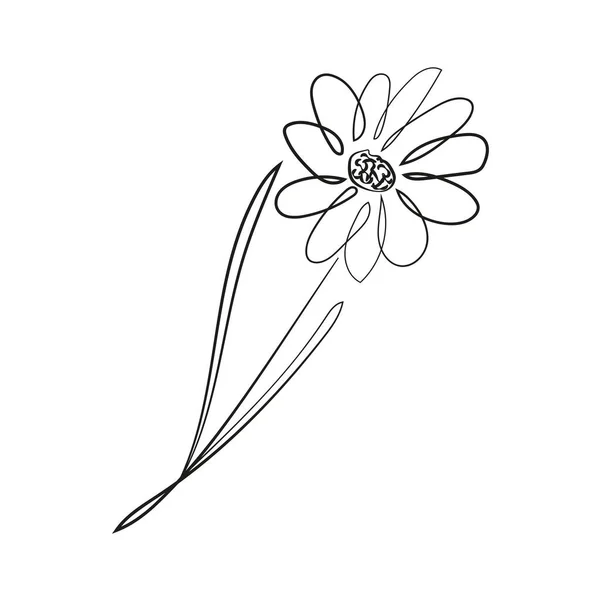 Çiçek Ikonu Çiçek Vektörünün Taslağı Izole Edilmiş Sınır Çizimi — Stok Vektör