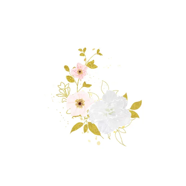 Akvarel Květinový Vzor Květinami Listy Poupata Květiny Jaro Botanické Léto — Stockový vektor