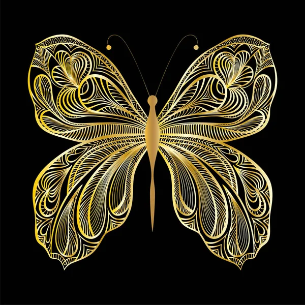 Papillon Sur Fond Noir — Image vectorielle