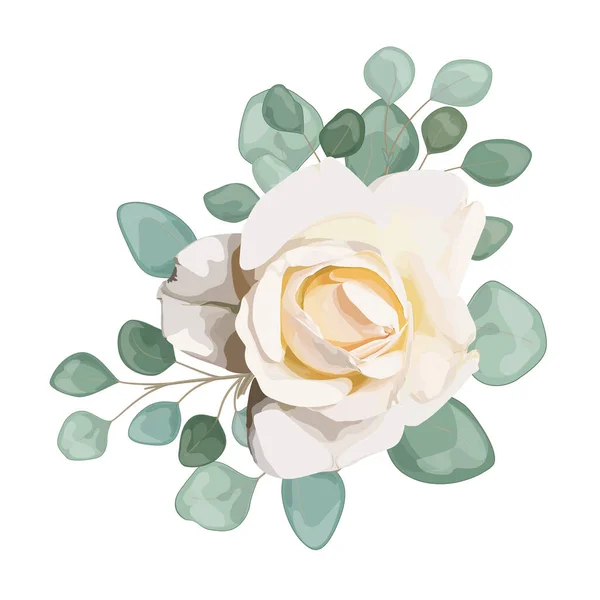 Beautiful Floral Pattern Roses Leaves Vector Illustration — 图库矢量图片