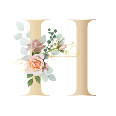 Çiçek alfabesi. Botanik buketi ile harfleri ayarla. Vektör illüstrasyonu.