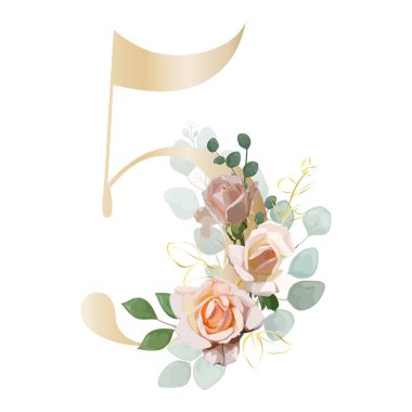 Floral Alphabet. Set letters with the botanical bouquet. Vector illustration.