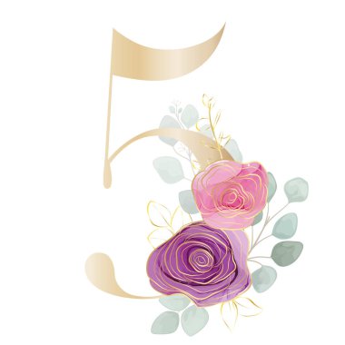 Çiçek alfabesi. Botanik buketi ile harfleri ayarla. Vektör illüstrasyonu.