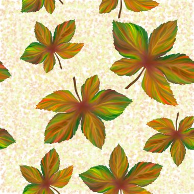 Yapraklar ve çiçeklerle kusursuz desen. vektör illüstrasyonu
