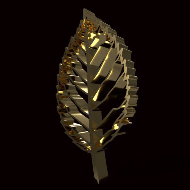 Siyah arkaplanda altın ve gümüş bir heykelin 3D canlandırması