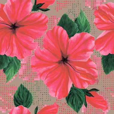 Amfibik çiçekli kusursuz desen. vektör illüstrasyonu