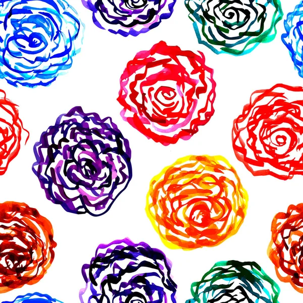 Seamless Pattern Hand Drawn Roses Vector Illustration — Φωτογραφία Αρχείου