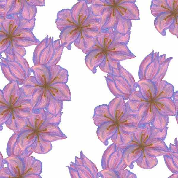 Watercolor Seamless Pattern Flowers Leaves Buds Butterflies — Stockfoto