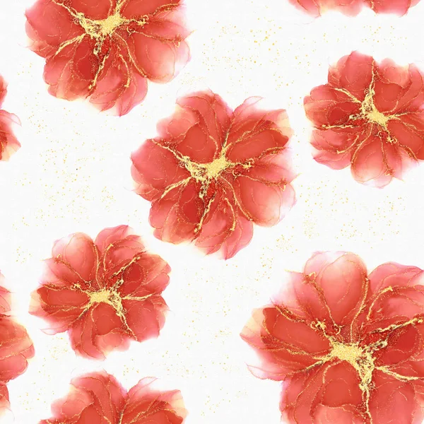 Seamless Pattern Flowers Watercolor Illustration — Foto de Stock