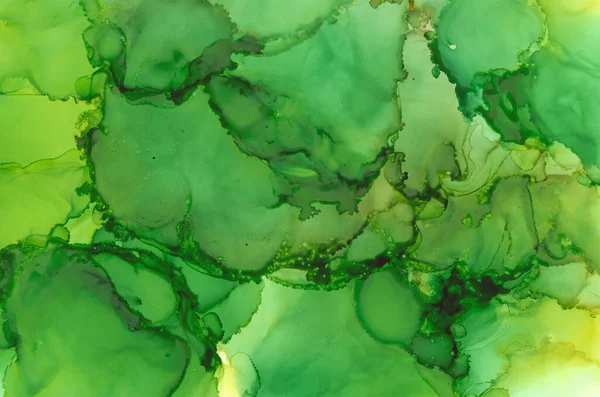 green ink abstract background with oil paints