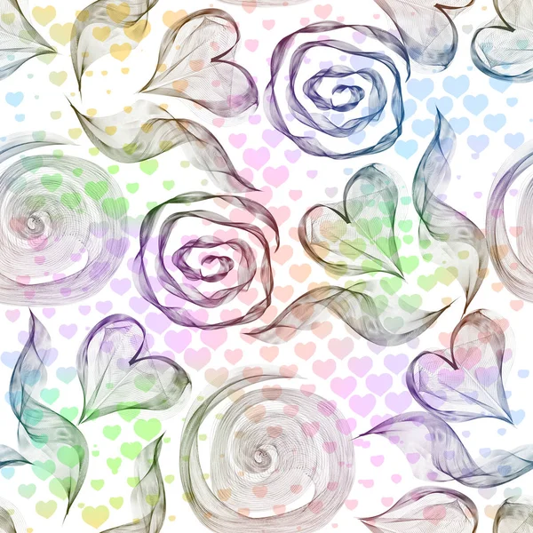 Hladký Vzor Akvarelovými Růžemi Listy — Stock fotografie