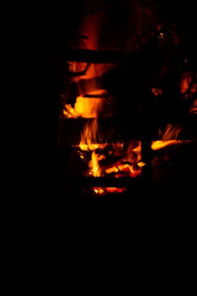 Orange Red Fire Flame Black Night — Stock Photo, Image