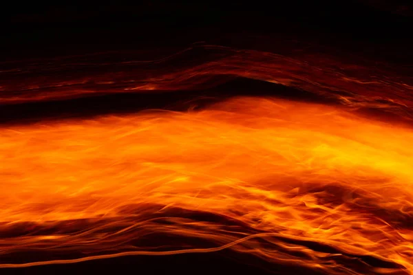 Waves Red Orange Fire Flame Black Background — Fotografia de Stock