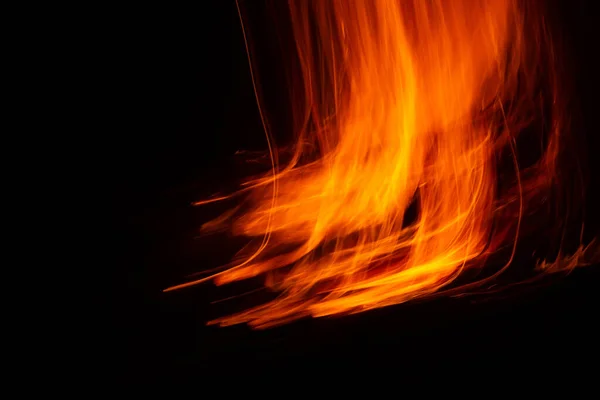 Blur Fire Orange Flame Black Background — Fotografia de Stock