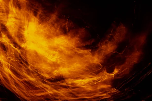 Yellow Orange Fire Flow Black Background — Stockfoto